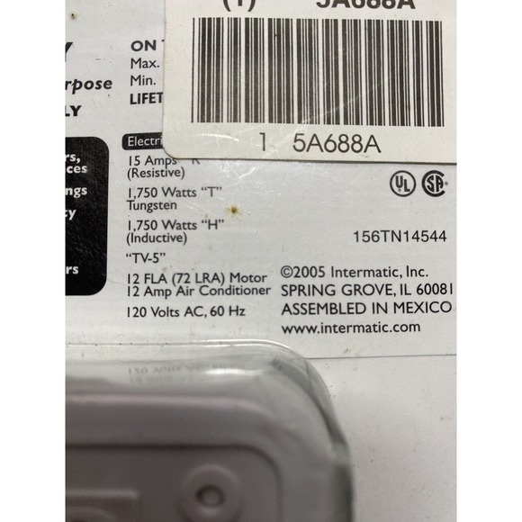 Intermatic Heavy Duty Multi-purpose Timer Model TN311C 3 On Off Settings NOS - Picture 5 of 5